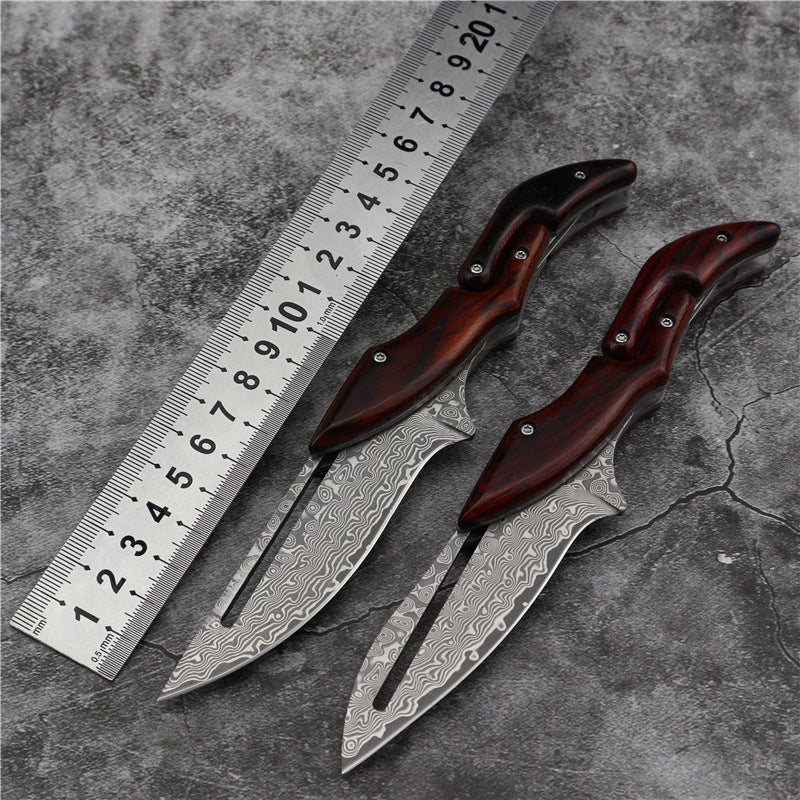 Damascus Folding Knife – Steel Pocket Mechanical Lock Camping EDC Collector