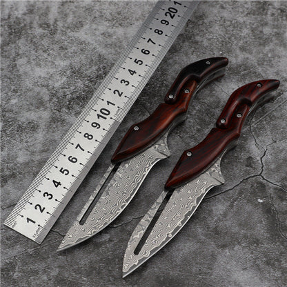 Damascus Folding Knife – Steel Pocket Mechanical Lock Camping EDC Collector
