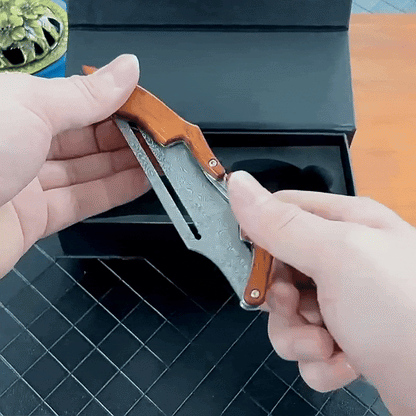 Damascus Folding Knife – Steel Pocket Mechanical Lock Camping EDC Collector