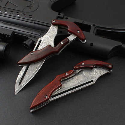 Damascus Folding Knife – Steel Pocket Mechanical Lock Camping EDC Collector