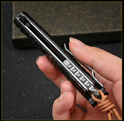 Damascus Folding Knife – VG10 Ebony Handle Artisan EDC Collector Outdoor Pocket