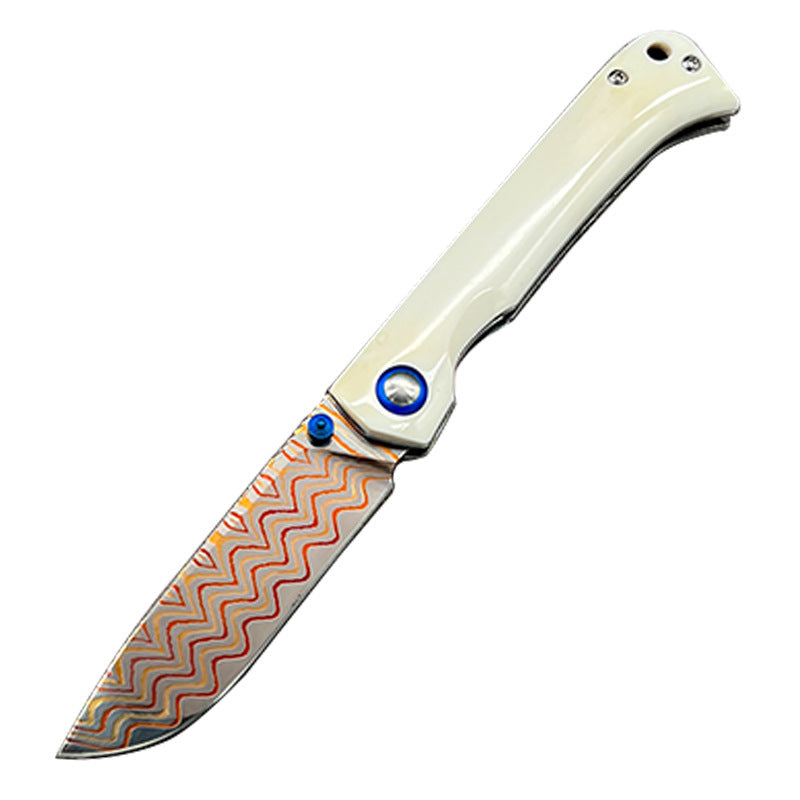 Damascus Folding Knife – Winged Avian with G10 Handle & Zirconium Inlay with 59HRC