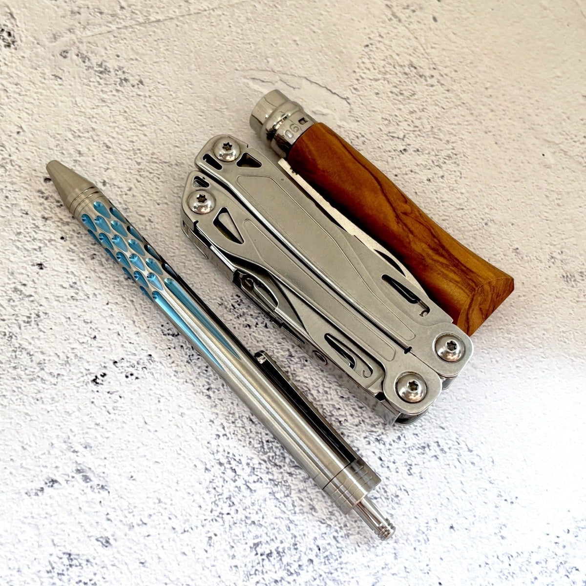 Damascus Tactical Pen – Titanium with CNC Engraved Titanium / Zirconium / Steel Writing