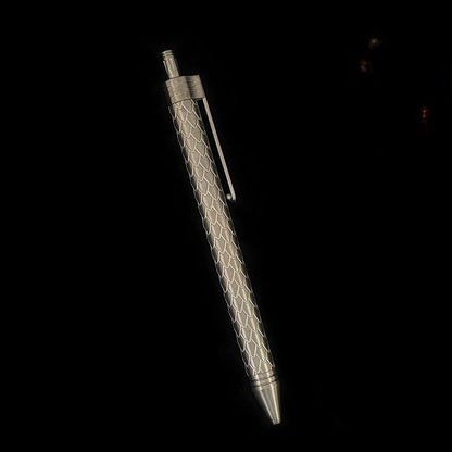Damascus Tactical Pen – Titanium with CNC Engraved Titanium / Zirconium / Steel Writing