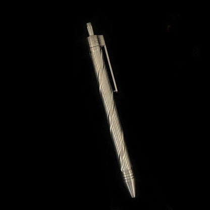 Damascus Tactical Pen – Titanium with CNC Engraved Titanium / Zirconium / Steel Writing