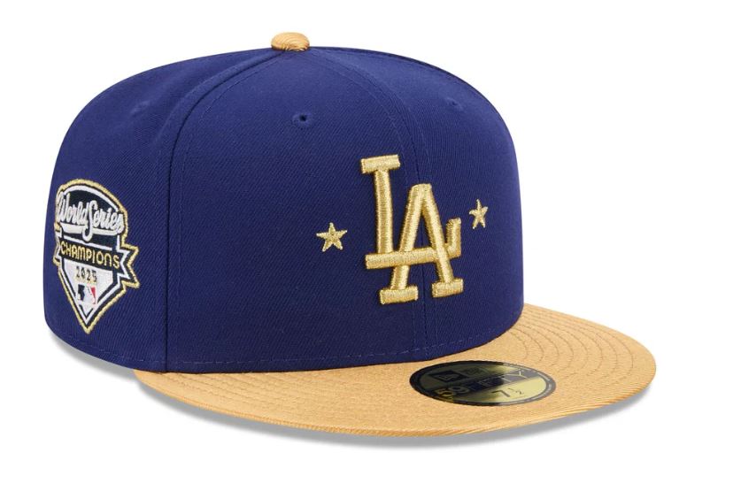 New Era Los Angeles Dodgers Gold 2025 World Series Champions Sidepatch 59FIFTY Fitted
