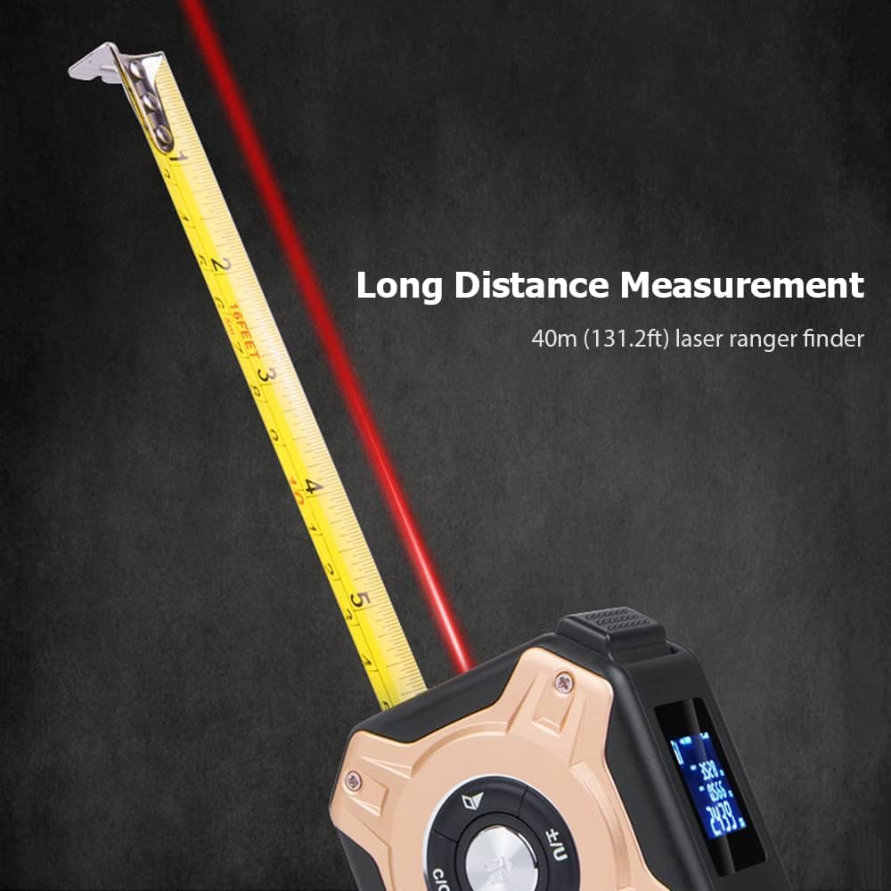 Digital Measuring Tool – Laser Tape Measure 2-in-1 135ft USB Rechargeable Construction DIY