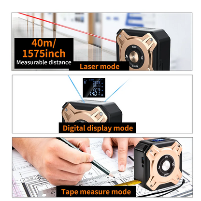 Digital Measuring Tool – Laser Tape Measure 2-in-1 135ft USB Rechargeable Construction DIY