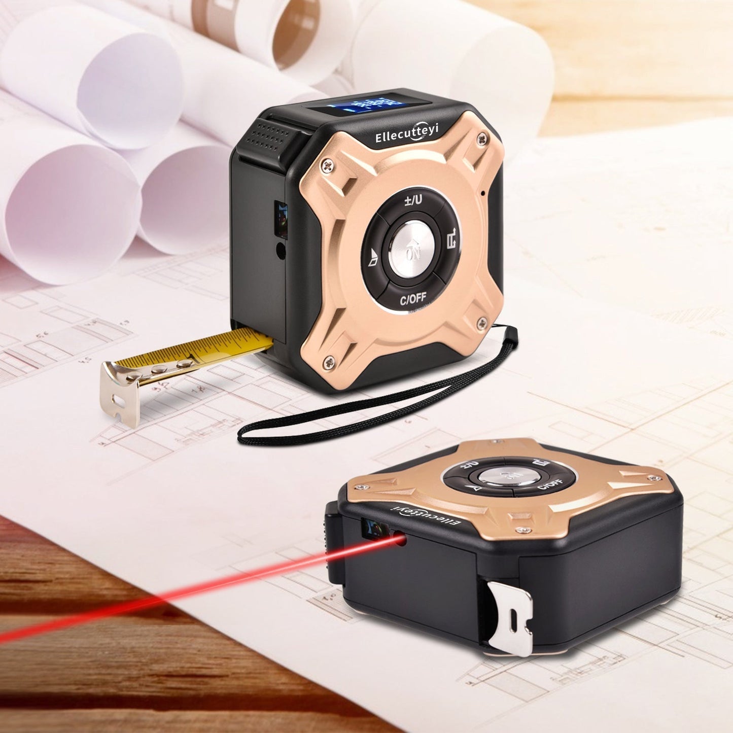 Digital Measuring Tool – Laser Tape Measure 2-in-1 135ft USB Rechargeable Construction DIY