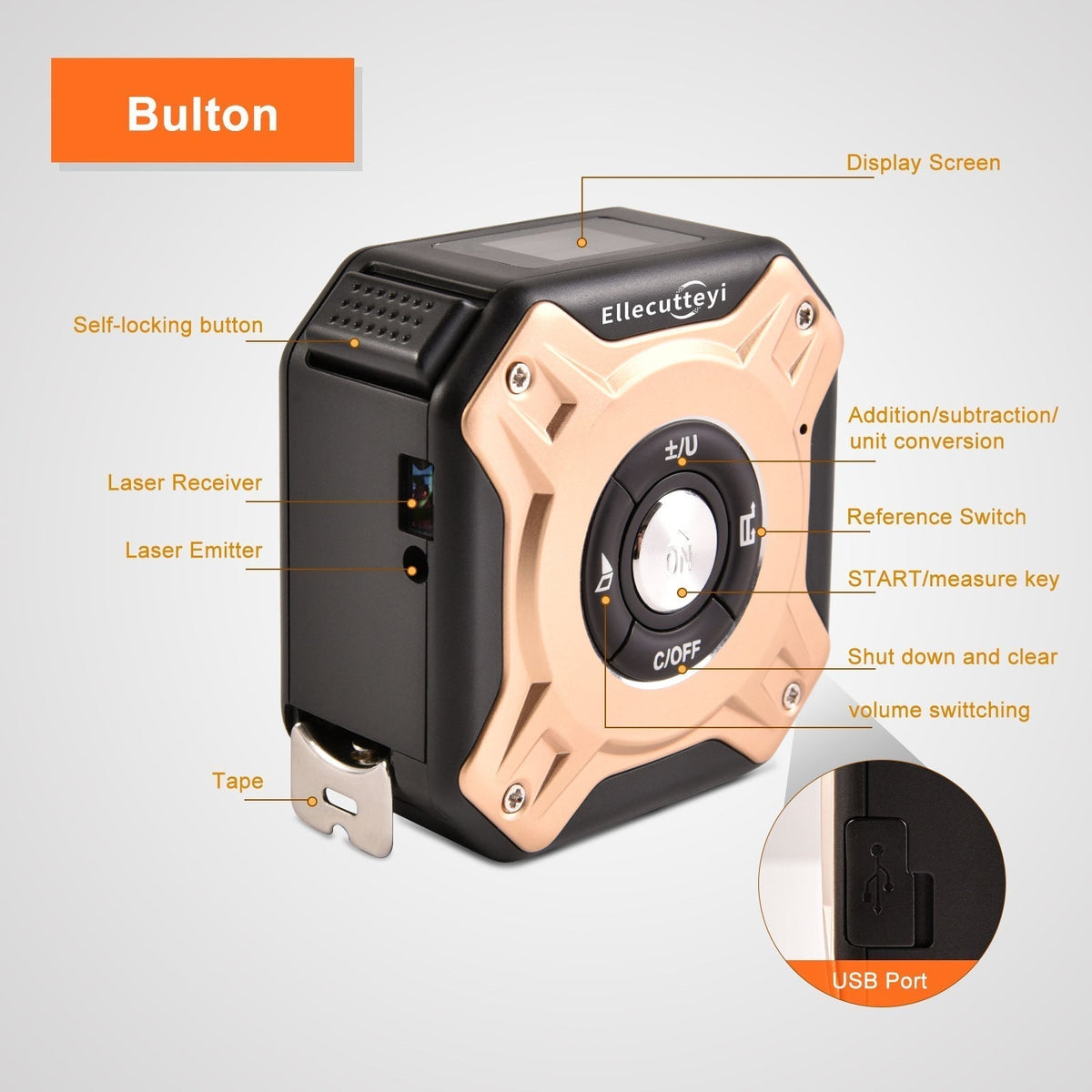 Digital Measuring Tool – Laser Tape Measure 2-in-1 135ft USB Rechargeable Construction DIY