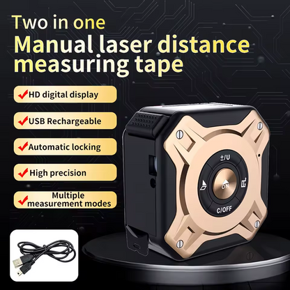 Digital Measuring Tool – Laser Tape Measure 2-in-1 135ft USB Rechargeable Construction DIY
