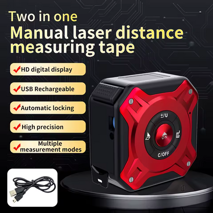 Digital Measuring Tool – Laser Tape Measure 2-in-1 135ft USB Rechargeable Construction DIY