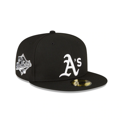 NEW ERA OAKLAND ATHLETICS 1989 WORLD SERIES SIDE PATCH 59FIFTY FITTED-BLACK/WHITE