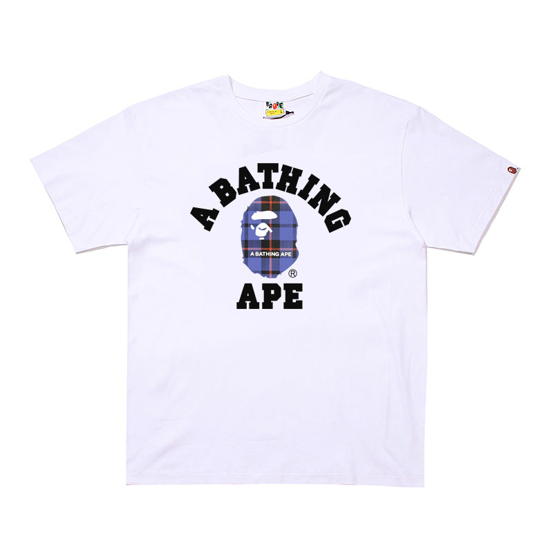 D103 Plaid Collegiate Graphic T-Shirt - White / Blue