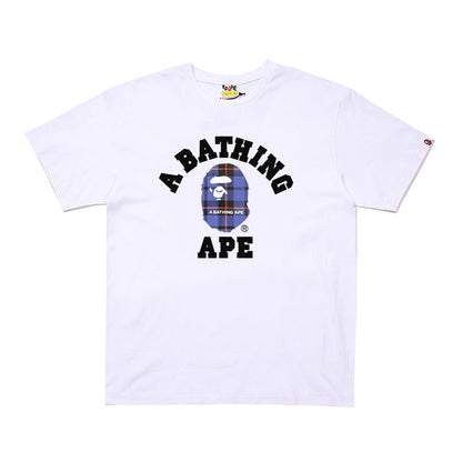 D103 Plaid Collegiate Graphic T-Shirt - White / Blue