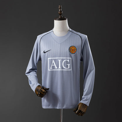 Manchester United Jersey 2007/08 Grey Goalkeepe Retro Kit Long Sleeve