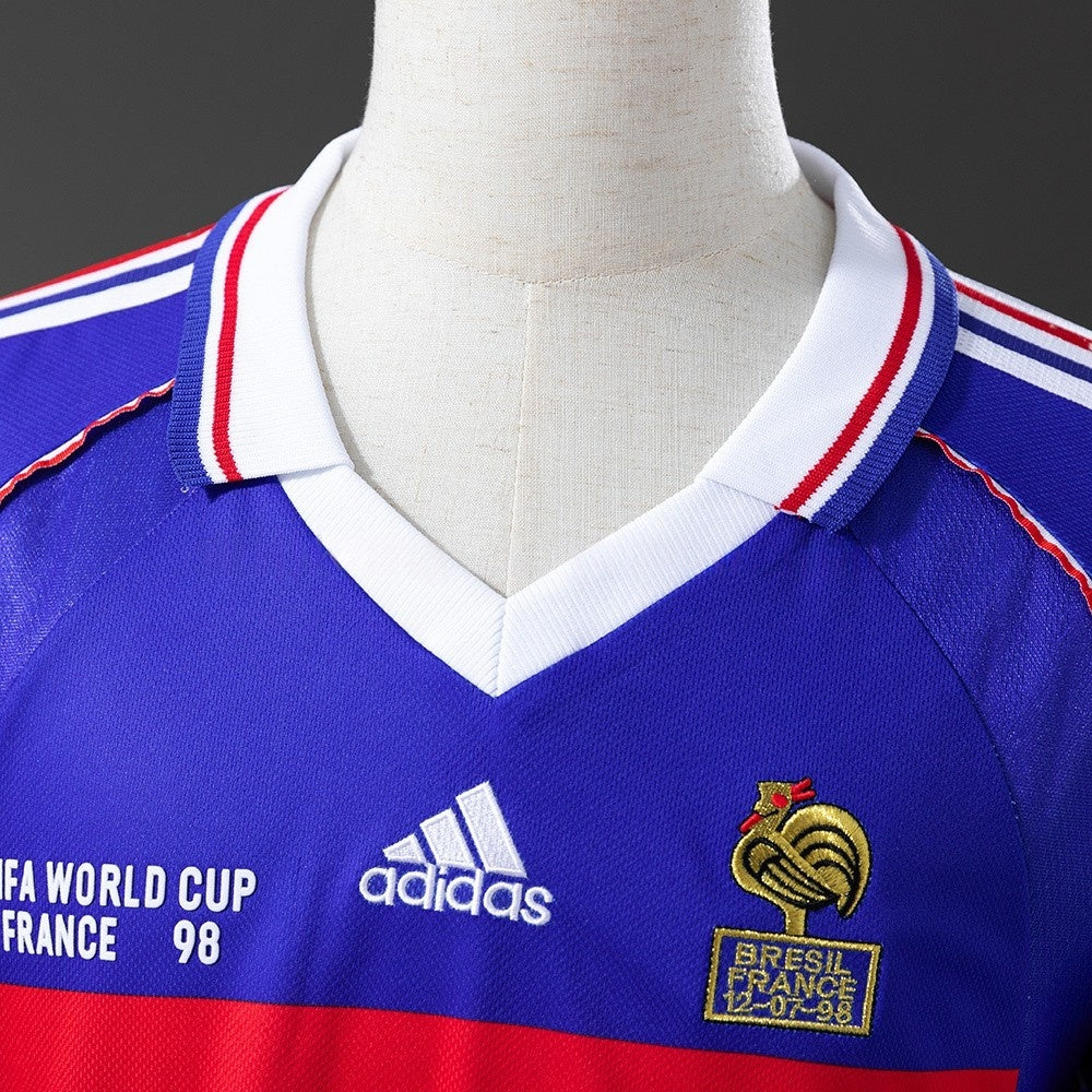 France Jersey 1998 Home Retro Football Kit Long Sleeves