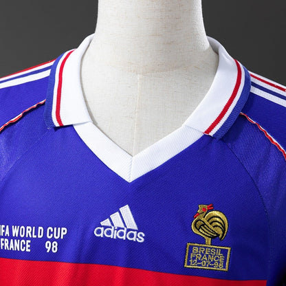France Jersey 1998 Home Retro Football Kit Long Sleeves