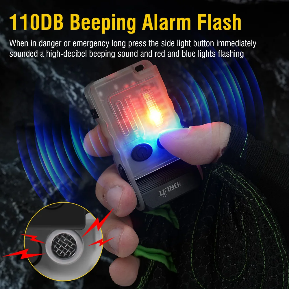 EDC Flashlight – 1200 Lumens Emergency Buzzer UV Red Light IP67 Waterproof Magnetic
