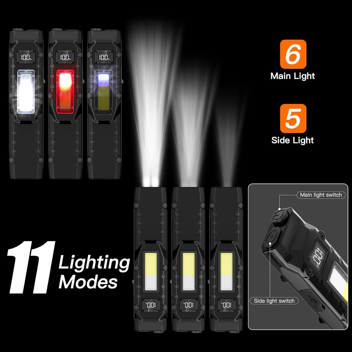 EDC Flashlight – NightGuard Tactical Edge Rechargeable with 1300 Lumen Flat