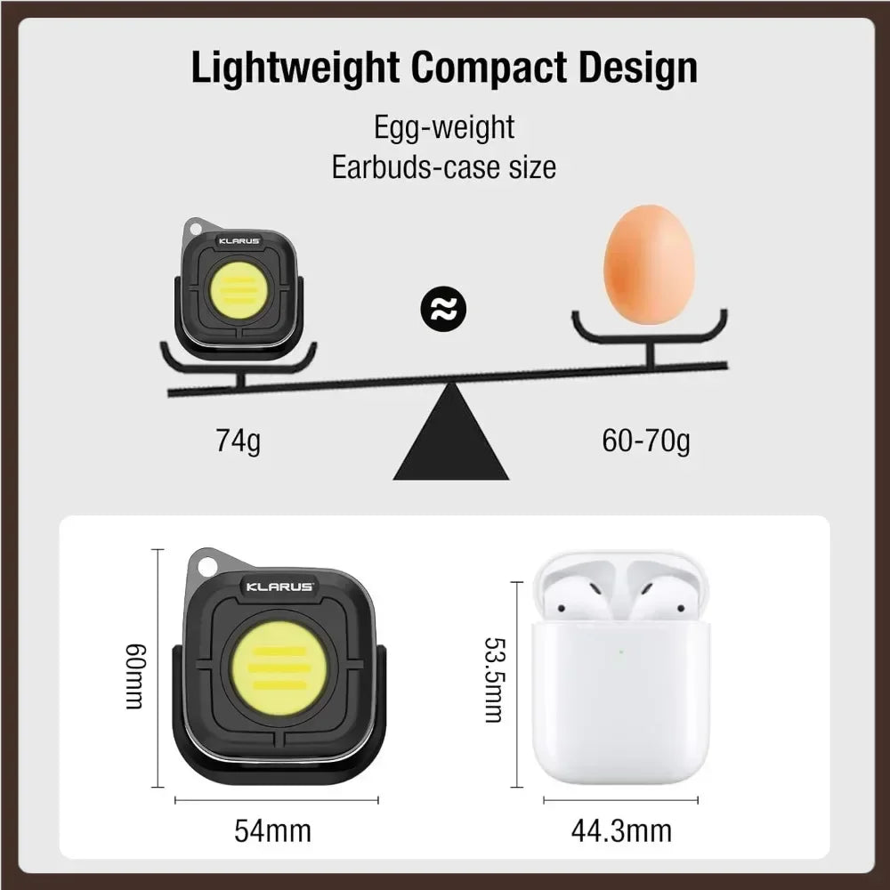 EDC Flashlight – RuggedCompass Keylight with 500LM Rotating Keychain with 4 Color Temps