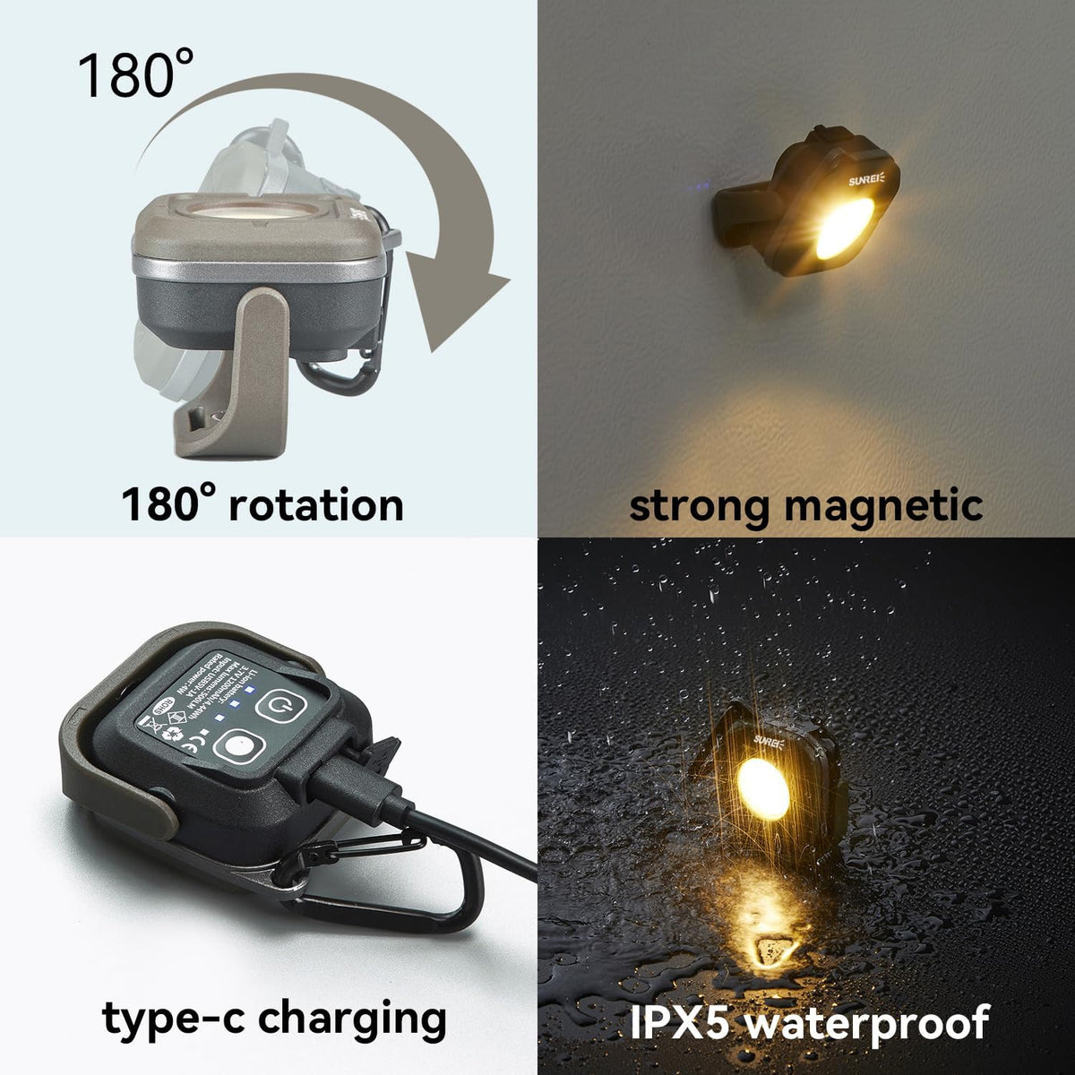 EDC Flashlight – RuggedCompass Keylight with 500LM Rotating Keychain with 4 Color Temps