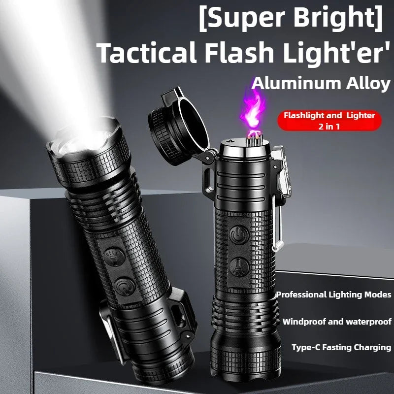 EDC Flashlight – Triple-Thunder Dual Arc Plasma Lighter & LED