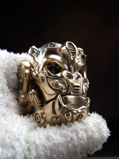 EDC Gadgets – Bronze Mechanical Gorilla Skull Mask with Interactive Art
