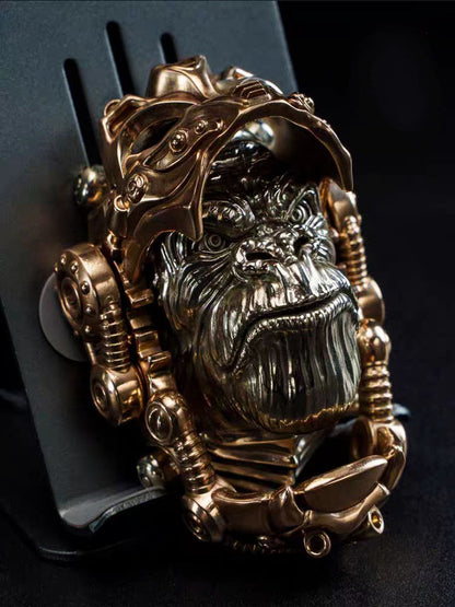 EDC Gadgets – Bronze Mechanical Gorilla Skull Mask with Interactive Art