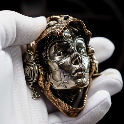EDC Gadgets – Bronze Mechanical Rose Skull Mask with Interactive Art