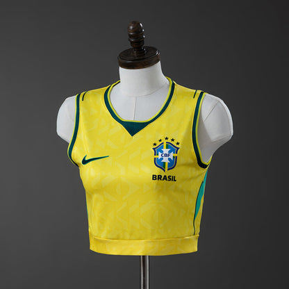 Women Brazil  Crop Tank Top Home Jersey 2026 World Cup Football Kit Soccer Shirt