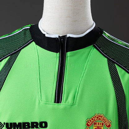 Manchester United Jersey 1998-99 Goalkeeper Green Retro Kit Long Sleeves