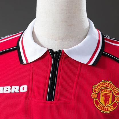 Manchester United Jersey1998-99 Home Retro Football Kit Long Sleeves