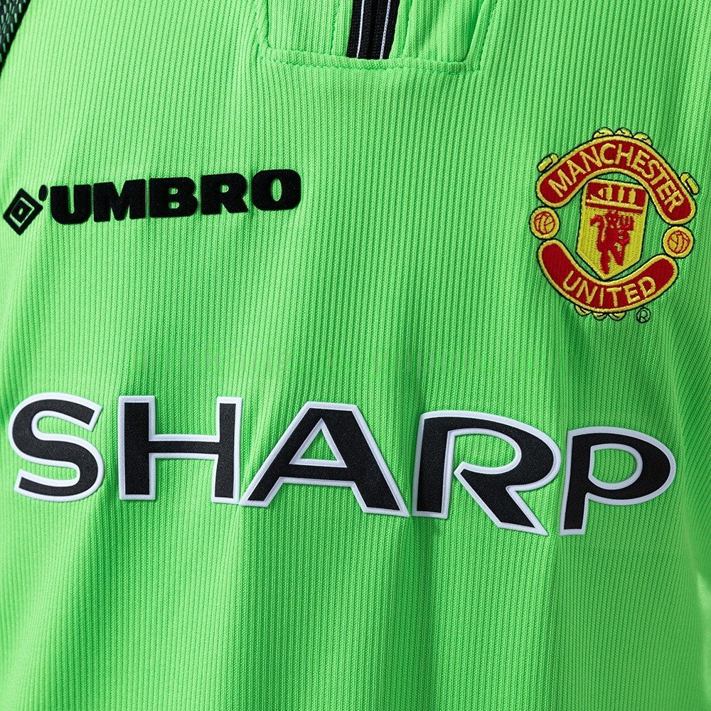 Manchester United Jersey 1998-99 Goalkeeper Green Retro Kit Long Sleeves