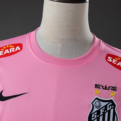 Santos Pink Jersey 2012-2013 Long Sleeves Retro Football Kit Soccer Shirt