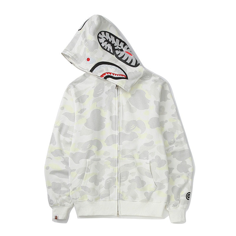 BAPE classic multi-color embroidery hooded cardigan