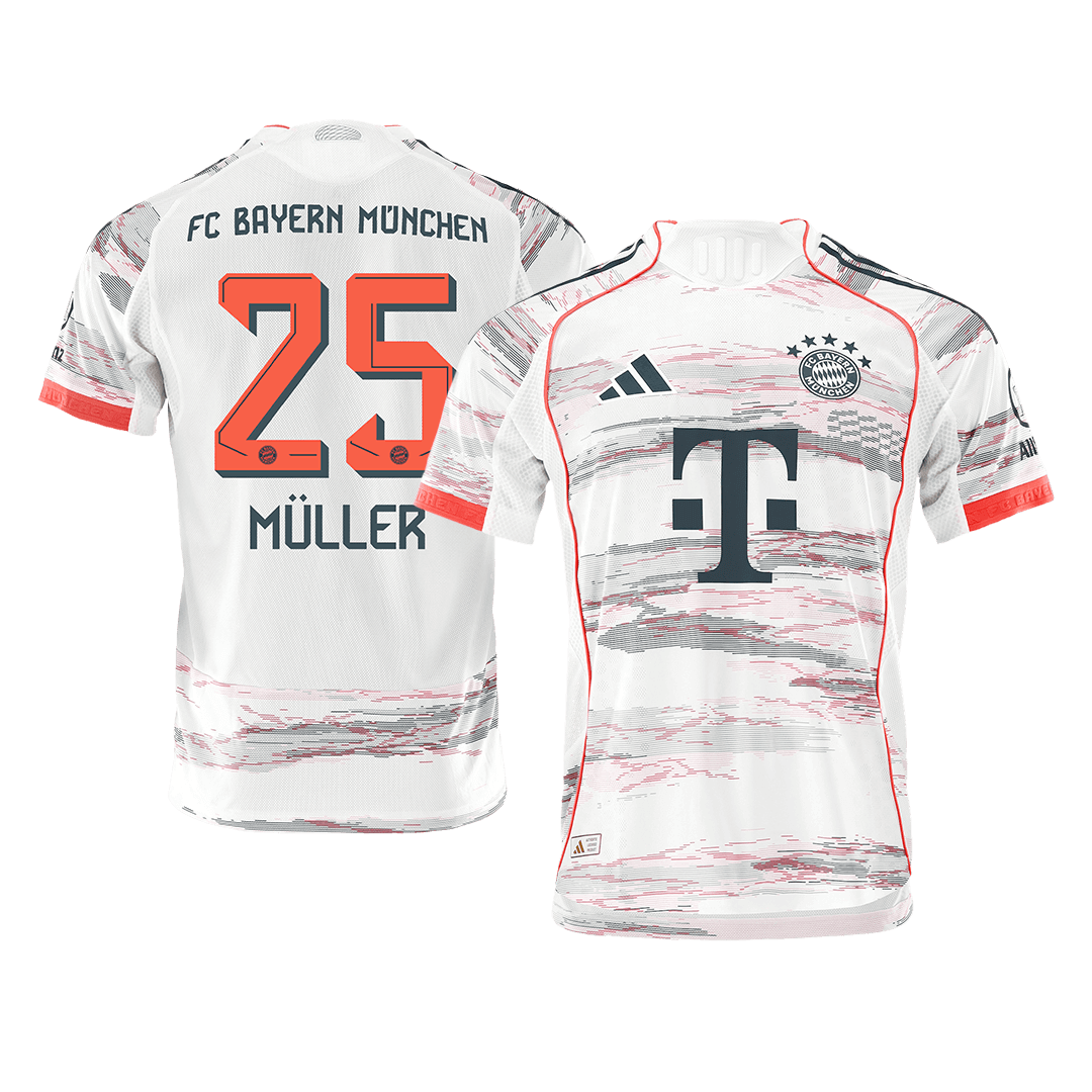 MÜLLER #25 Mens Bayern Munich Away Jersey 2025/26 - Player Version (Slim Fit)