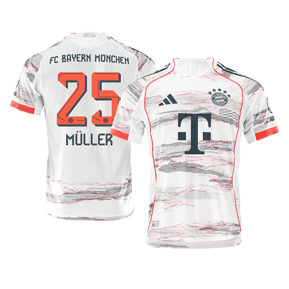 MÜLLER #25 Mens Bayern Munich Away Jersey 2025/26 - Player Version (Slim Fit)