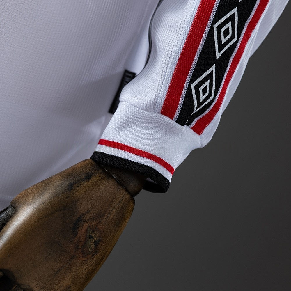 Manchester United Jersey 1998-99 Home White Retro Kit Long Sleeves