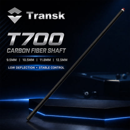 Transk T700 Low-Deflection Carbon Fiber Pool Cue Shaft – 4 Tip Size Options