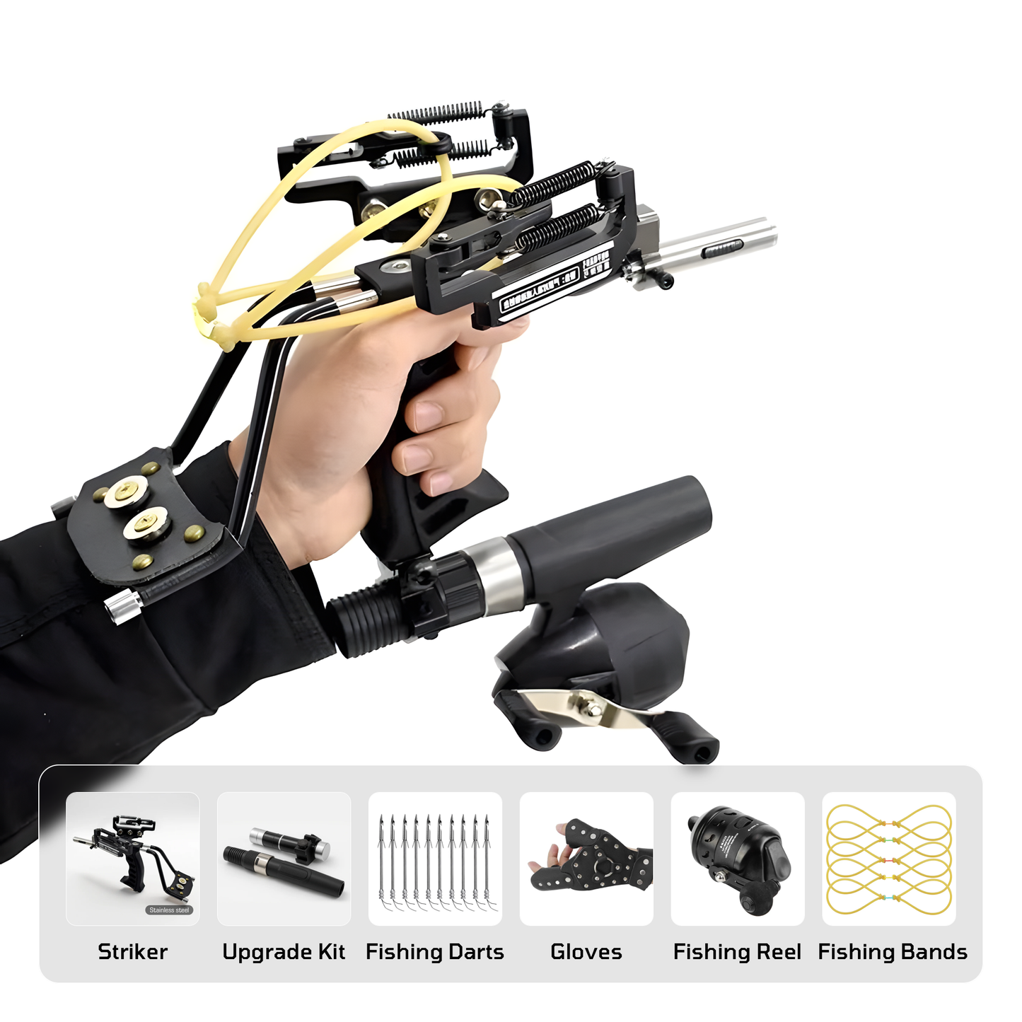 Fishing Slingshot – Adults with Complete Set with Reel Darts Bands Gloves & Laser Sight
