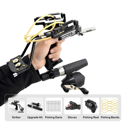 Fishing Slingshot – Adults with Complete Set with Reel Darts Bands Gloves & Laser Sight