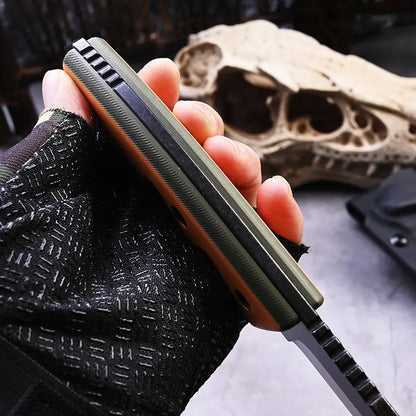 Fixed Blade Knife – G10 Handle Kydex Sheath Stonewash Heavy Duty Survival Camping