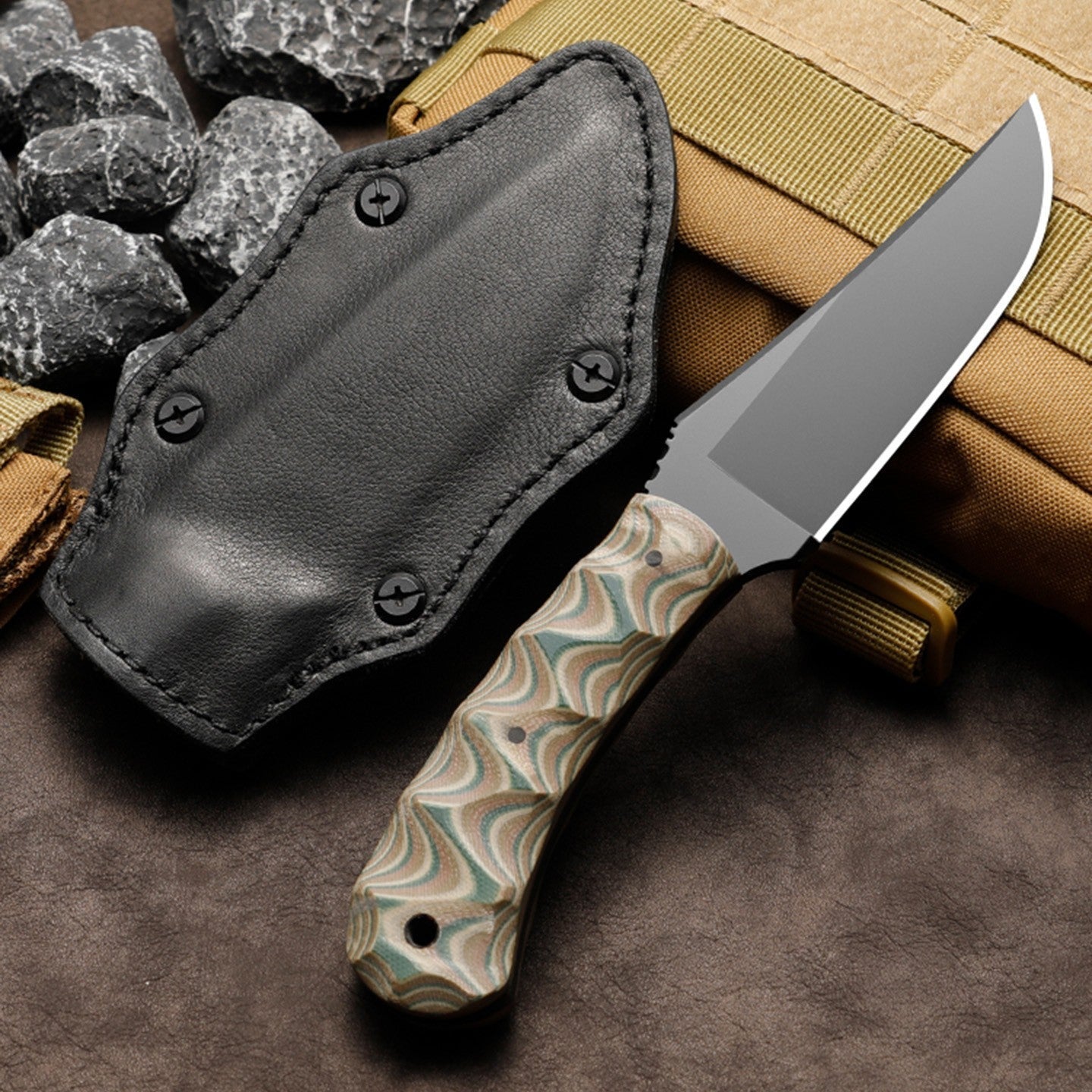 Fixed Blade Knife – IronClad 80CRV2 Tactical with Full-Tang 5mm with G10 Handle Survival