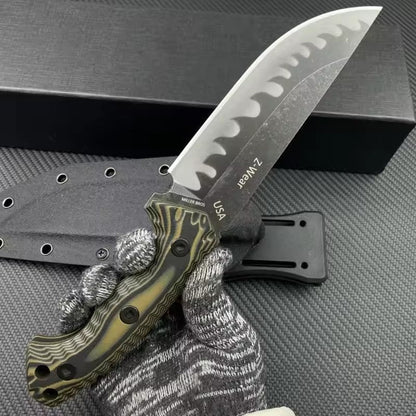 Fixed Blade Knife – M26 Straight with Wave-Pattern with G10 Handle & Kydex Sheath Tactical