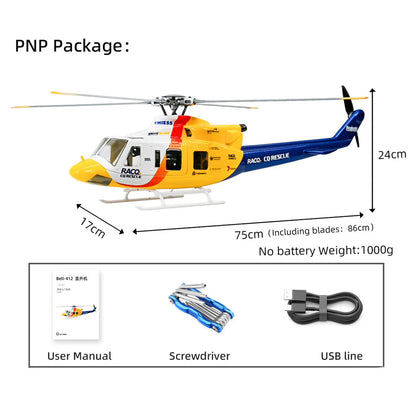 FLYWING Bell 412 470L V4 Military Rescue Scale 6CH Brushless GPS ACE Flight Control System RC Helicopter RTF