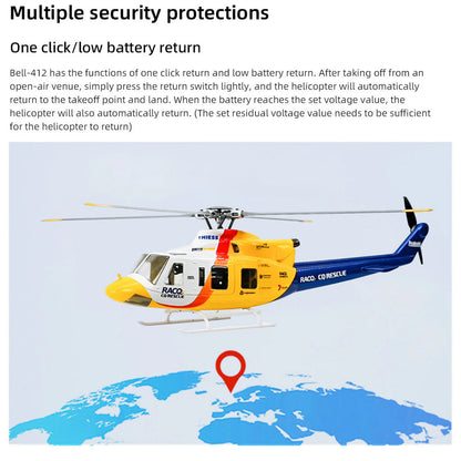 FLYWING Bell 412 470L V4 Military Rescue Scale 6CH Brushless GPS ACE Flight Control System RC Helicopter RTF