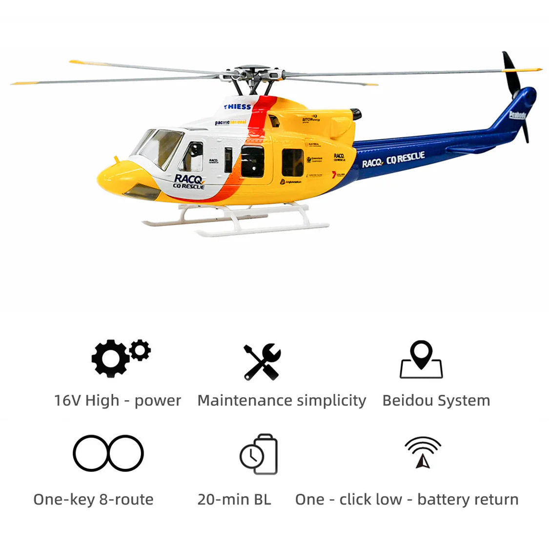 FLYWING Bell 412 470L V4 Military Rescue Scale 6CH Brushless GPS ACE Flight Control System RC Helicopter RTF
