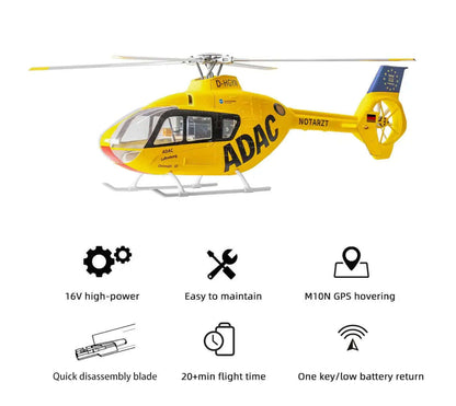 FLYWING EC135 470 Scale 6CH 4-Blade GPS H1 Flight Controller Brushless RC Helicopter PNP/RTF