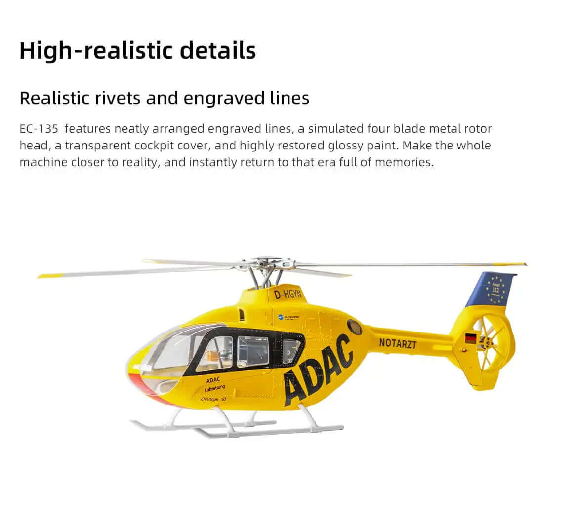 FLYWING EC135 470 Scale 6CH 4-Blade GPS H1 Flight Controller Brushless RC Helicopter PNP/RTF